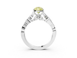 White gold Fancy Yellow Pear  Solitaire Vine Band with Milgrain Prong Setting_6
