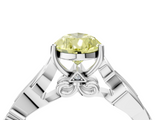 White gold Fancy Yellow Pear  Solitaire Vine Band with Milgrain Prong Setting_7