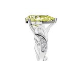White gold Fancy Yellow Pear  Solitaire Vine Band with Milgrain Prong Setting_8