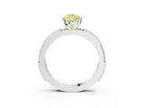 White gold Fancy Yellow Pear  Solitaire with Pavé Band and Four-Prong Setting_354