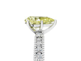 White gold Fancy Yellow Pear  Solitaire with Pavé Band and Four-Prong Setting_356