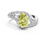 White gold Fancy Yellow Pear  Solitaire with Pavé Twist Band and Four-Prong Setting_54