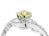 White gold Fancy Yellow Pear  Solitaire with Pavé Twist Band and Four-Prong Setting_58