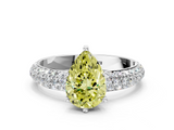 White gold Fancy Yellow Pear  Solitaire with Pave Band and Four-Prong Setting_3