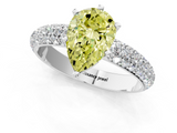 White gold Fancy Yellow Pear  Solitaire with Pave Band and Four-Prong Setting_4