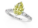 White gold Fancy Yellow Pear  Solitaire with Side Baguettes and Channel Set Band_65