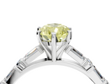 White gold Fancy Yellow Pear  Solitaire with Side Baguettes and Channel Set Band_67