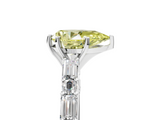 White gold Fancy Yellow Pear  Solitaire with Side Baguettes and Channel Set Band_69
