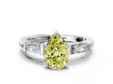 White gold Fancy Yellow Pear  Solitaire with Tapered Baguette Side Stones on a Classic Band with Four-Prong Setting_87
