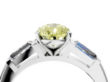 White gold Fancy Yellow Pear  Solitaire with Tapered Baguette Side Stones on a Classic Band with Four-Prong Setting_89