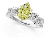 White gold Fancy Yellow Pear  Three-Stone Diamond Ring with Pavé Split Shank and Four-Prong Setting_79