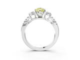 White gold Fancy Yellow Pear  Three-Stone Diamond Ring with Pavé Split Shank and Four-Prong Setting_81