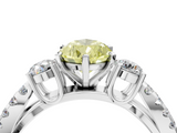 White gold Fancy Yellow Pear  Three-Stone Diamond Ring with Pavé Split Shank and Four-Prong Setting_82