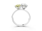 White gold Fancy Yellow Pear  and Emerald Cut Toi Moi Ring with Prong Setting_66