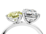 White gold Fancy Yellow Pear  and Emerald Cut Toi Moi Ring with Prong Setting_67