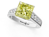 White gold Fancy Yellow Princess  Brilliant Channel-Set Solitaire Ring with Four-Prong Setting_18