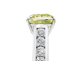 White gold Fancy Yellow Princess  Brilliant Channel-Set Solitaire Ring with Four-Prong Setting_22