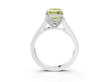 White gold Fancy Yellow Princess  Brilliant Cut Diamond Engagement Ring with Pavé Band and Four-Prong Setting_32