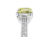 White gold Fancy Yellow Princess  Brilliant Cut Diamond Engagement Ring with Pavé Band and Four-Prong Setting_34