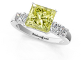 White gold Fancy Yellow Princess  Brilliant Cut Diamond Five-Stone Prong Set Engagement Ring with Channel Band_1