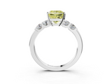 White gold Fancy Yellow Princess  Brilliant Cut Diamond Five-Stone Prong Set Engagement Ring with Channel Band_3
