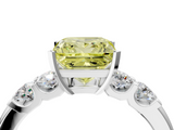White gold Fancy Yellow Princess  Brilliant Cut Diamond Five-Stone Prong Set Engagement Ring with Channel Band_4