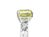 White gold Fancy Yellow Princess  Brilliant Cut Diamond Five-Stone Prong Set Engagement Ring with Channel Band_5