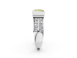 White gold Fancy Yellow Princess  Brilliant Diamond Channel Set Wide Band Ring with Bezel Setting_2