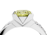 White gold Fancy Yellow Princess  Brilliant Diamond Channel Set Wide Band Ring with Bezel Setting_4