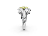 White gold Fancy Yellow Princess  Brilliant Flower Halo Diamond Split Shank Ring_107
