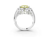 White gold Fancy Yellow Princess  Brilliant Flower Halo Diamond Split Shank Ring_108