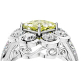 White gold Fancy Yellow Princess  Brilliant Flower Halo Diamond Split Shank Ring_109