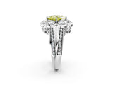 White gold Fancy Yellow Princess  Brilliant Flower Halo Diamond Split Shank Ring_95