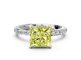 White gold Fancy Yellow Princess  Brilliant Pavé Band Solitaire with Four-Prong Setting_17
