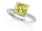 White gold Fancy Yellow Princess  Brilliant Pavé Band Solitaire with Four-Prong Setting_18