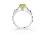 White gold Fancy Yellow Princess  Brilliant Solitaire with Leaf Motif Band and Four-Prong Setting_39
