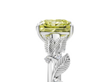 White gold Fancy Yellow Princess  Brilliant Solitaire with Leaf Motif Band and Four-Prong Setting_41