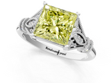 White gold Fancy Yellow Princess  Brilliant Solitaire with Pave Band and Four-Prong Setting_1