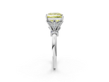 White gold Fancy Yellow Princess  Brilliant Solitaire with Pave Band and Four-Prong Setting_2