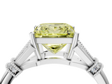 White gold Fancy Yellow Princess  Brilliant Solitaire with Pave Band and Four-Prong Setting_4