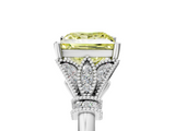 White gold Fancy Yellow Princess  Brilliant Solitaire with Pave Band and Four-Prong Setting_5