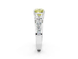 White gold Fancy Yellow Princess  Brilliant Solitaire with Side Stones on a Pave Band and Four-Prong Setting_26
