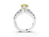 White gold Fancy Yellow Princess  Brilliant Solitaire with Side Stones on a Pave Band and Four-Prong Setting_27