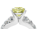 White gold Fancy Yellow Princess  Brilliant Solitaire with Side Stones on a Pave Band and Four-Prong Setting_28