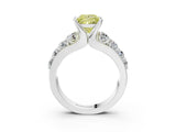 White gold Fancy Yellow Princess  Brilliant Solitaire with Side Stones on a Pave Band and Four-Prong Setting_56