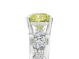 White gold Fancy Yellow Princess  Brilliant Solitaire with Side Stones on a Pave Band and Four-Prong Setting_57