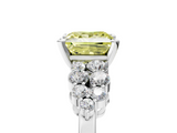 White gold Fancy Yellow Princess  Cluster Diamond Engagement Ring with Pavé Band and Four-Prong Setting_5
