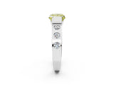 White gold Fancy Yellow Princess Cut Brilliant Channel-Set Diamond Ring with Bezel Prong Setting_14