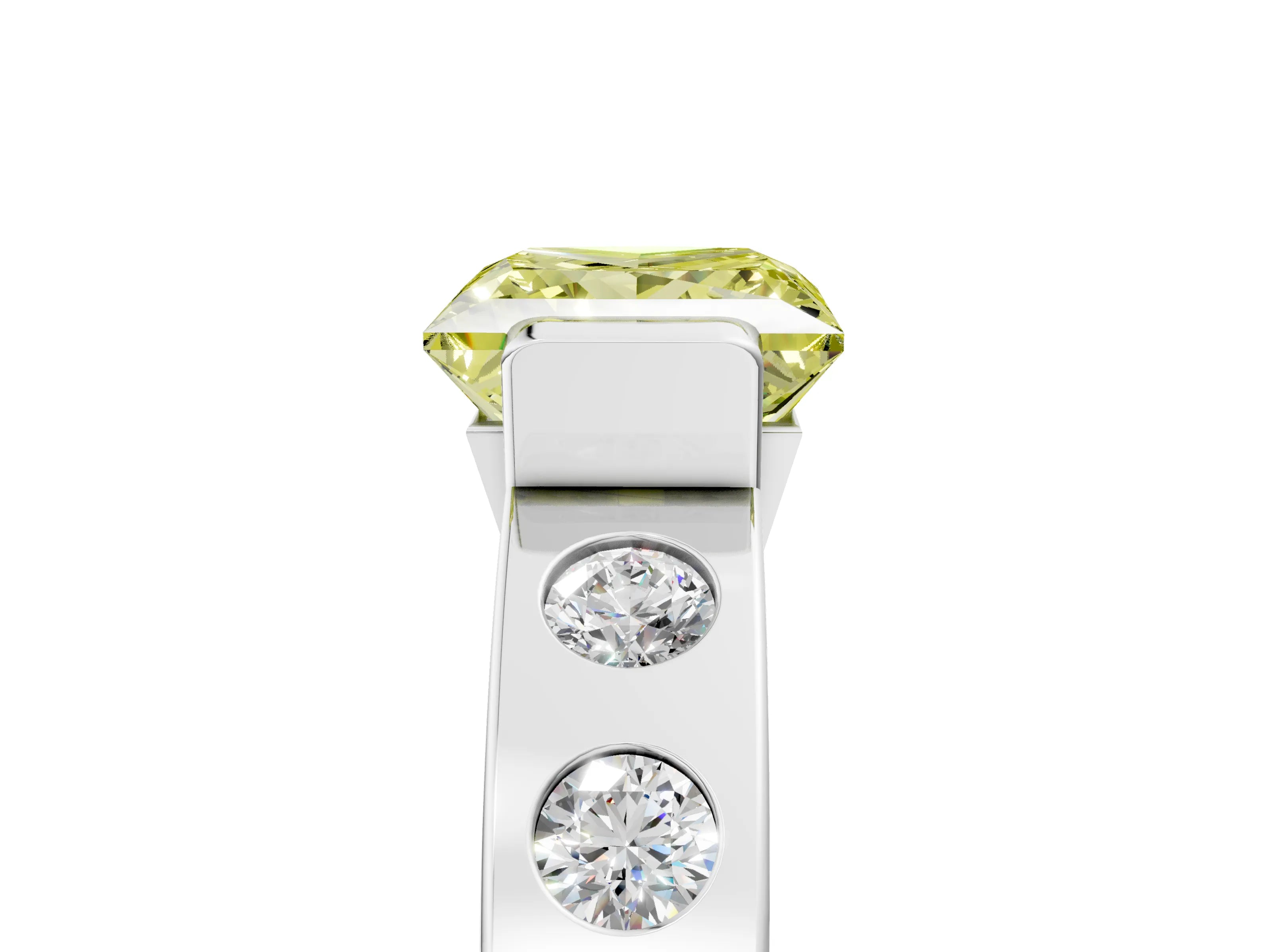 White gold Fancy Yellow Princess Cut Brilliant Channel-Set Diamond Ring with Bezel Prong Setting_17