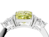 White gold Fancy Yellow Princess Cut Brilliant Diamond Cluster Accent Solitaire Ring with Prong Setting_28